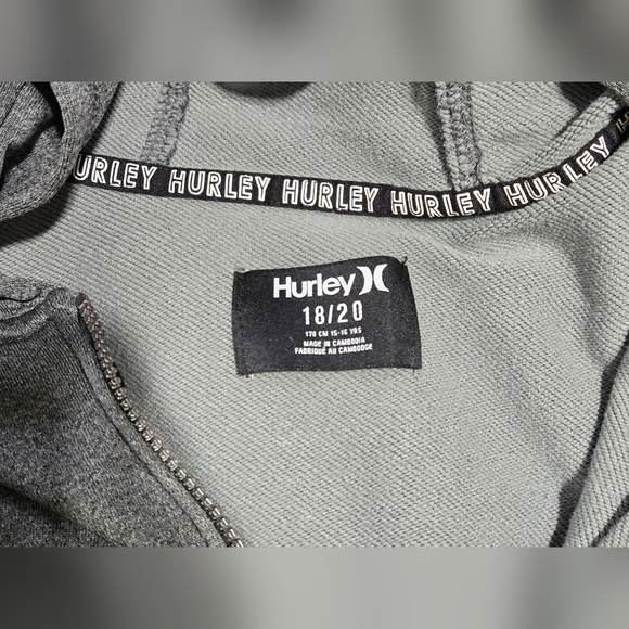 Hurley Grey Zip Hoodie, Kids XL - Picture 2 of 2